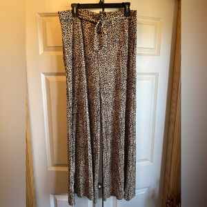 Serra Leopard Print Wide Leg Pants - Tan and Black